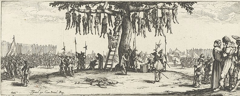 Galgenbaum von Jacques Callot, Kupferstich