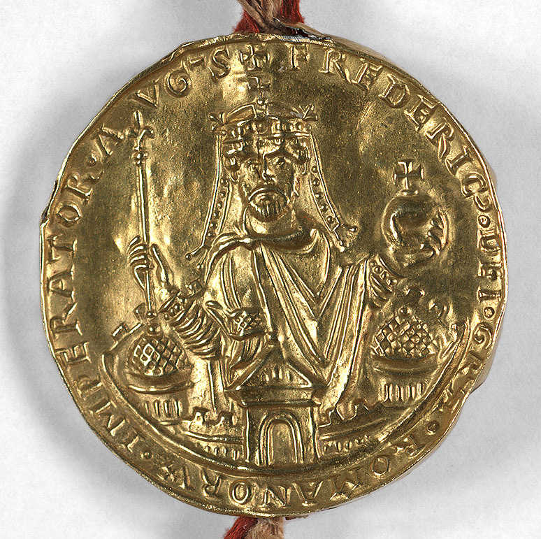Goldbulle Kaiser Friedrich I.; Signatur: GLAK A 138